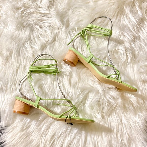 ZARA GREEN HEELED STRAPPY SANDALS - Picture 7 of 12